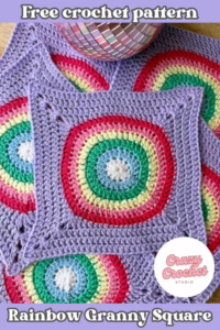 Add a splash of color to your crochet projects with this vibrant Rainbow Granny Square free pattern!