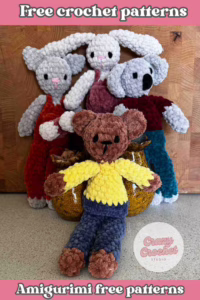 Introducing the ultimate Mix & Match Crochet Animal Collection—a delightful set of patterns featuring a bear, koala, bunny, and cat