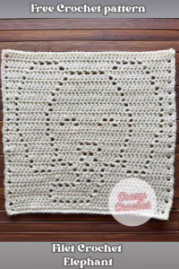 Filet crochet Elephant square - free pattern